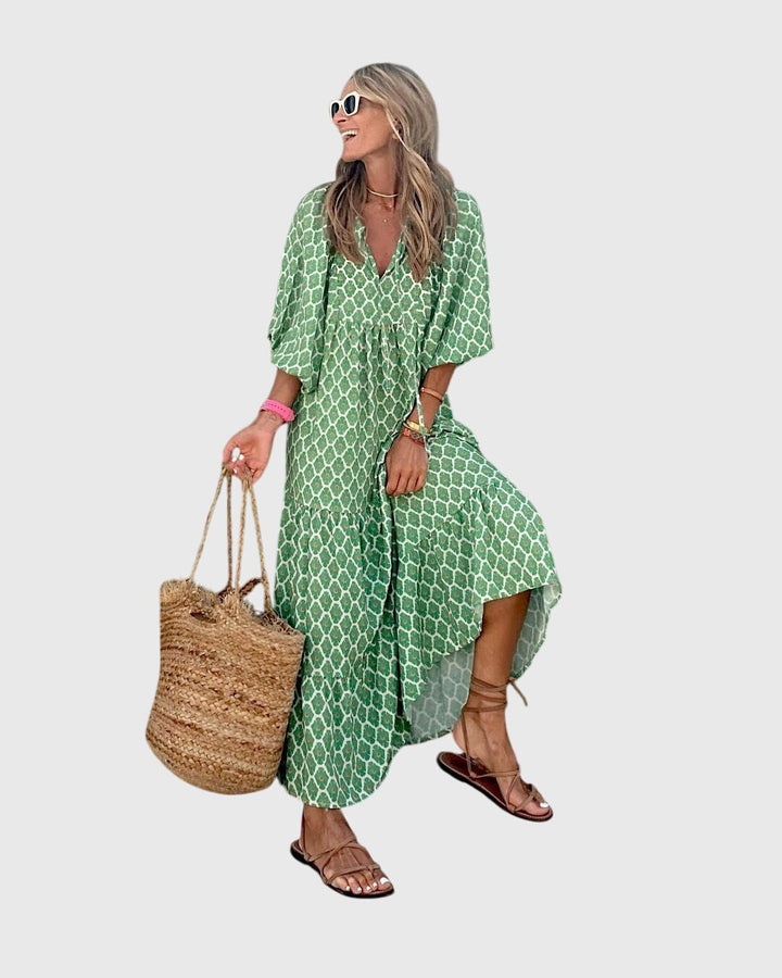 Women's Boho Maxi Dress with flowing silhouette for casuals