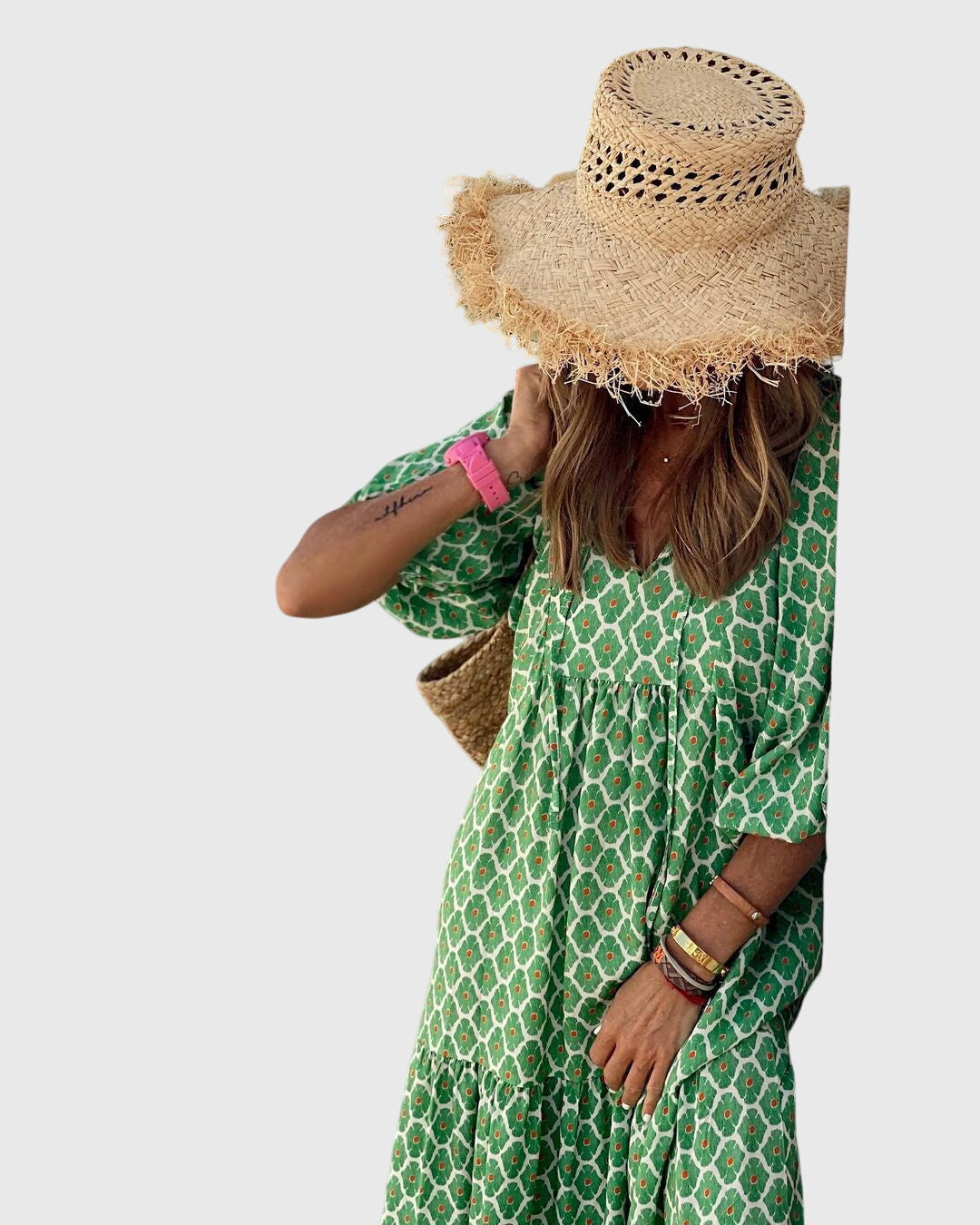 Women's Boho Maxi Dress with flowing silhouette for casuals