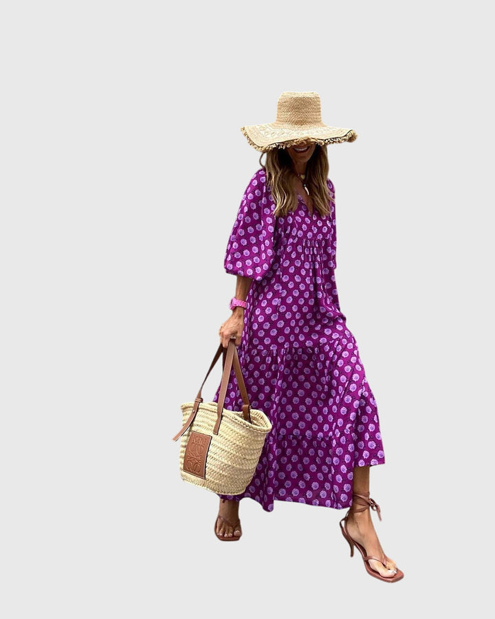 Women's Boho Maxi Dress with flowing silhouette for casuals