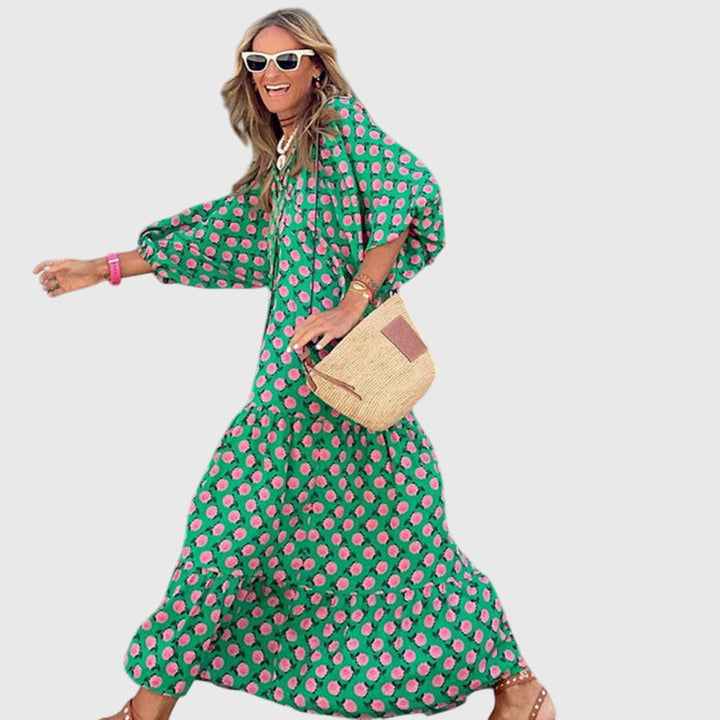 Women's Boho Maxi Dress with flowing silhouette for casuals