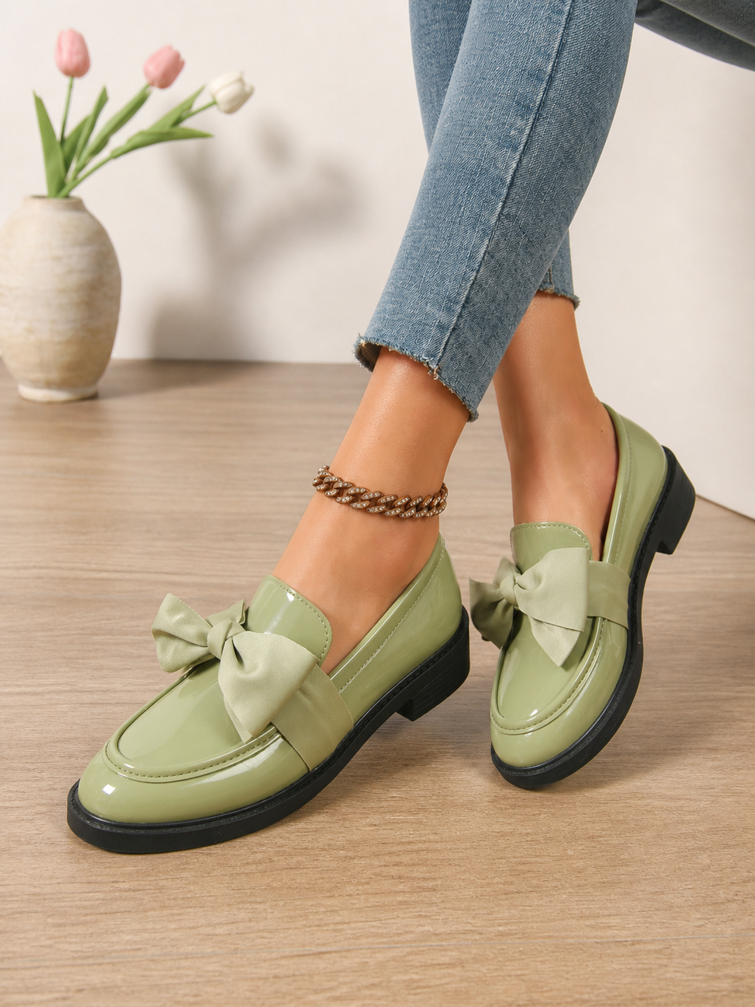 Women’s Bow Detail Loafers with Slip-On
