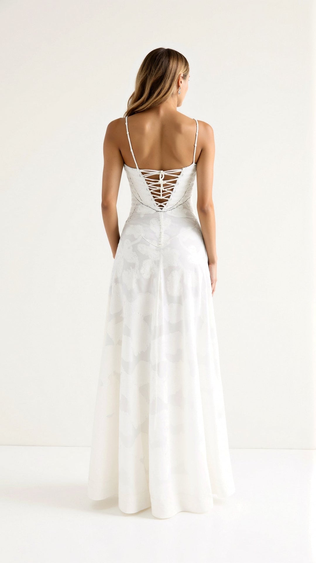 Women's Bustier Maxi Dress with Lace Detailing for Weddings