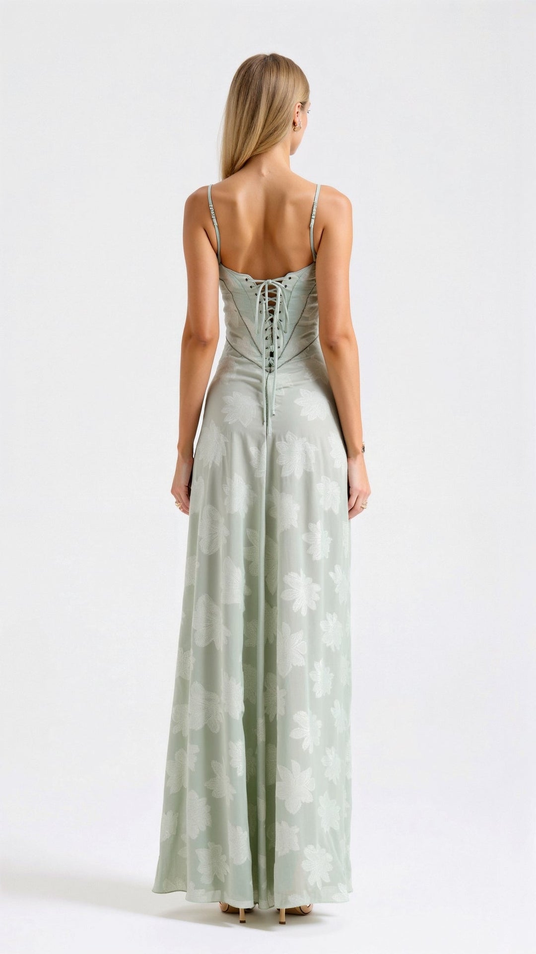 Women's Bustier Maxi Dress with Lace Detailing for Weddings