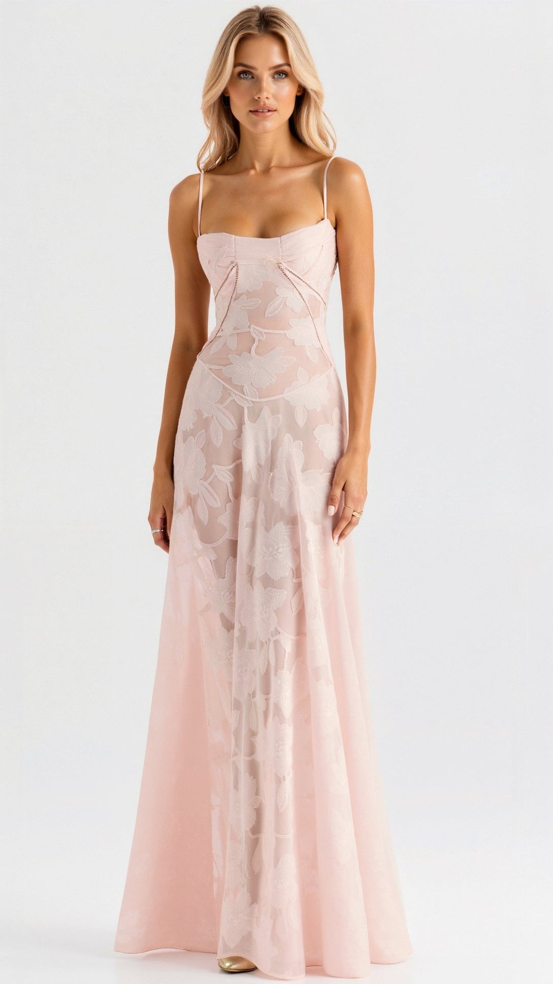 Women's Bustier Maxi Dress with Lace Detailing for Weddings