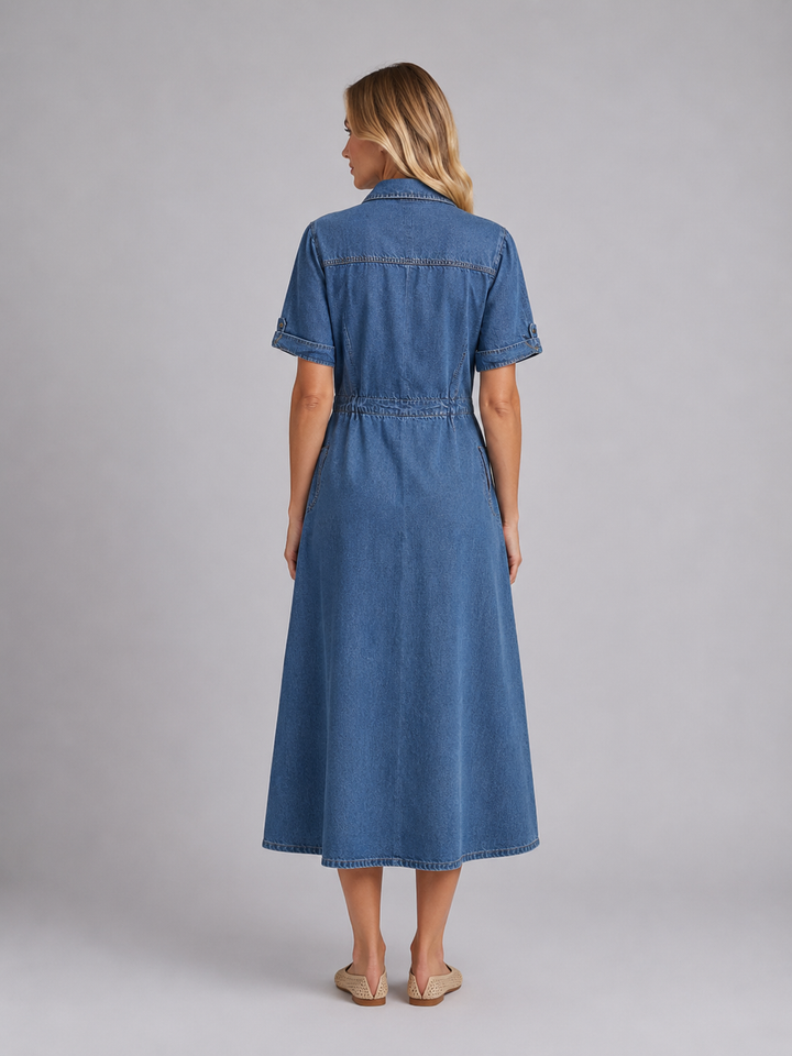 Women’s Button Front Midi Dress with Shirt