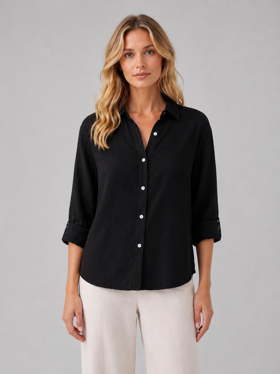 Women’s Button-Front Shirt with Relaxed Fit