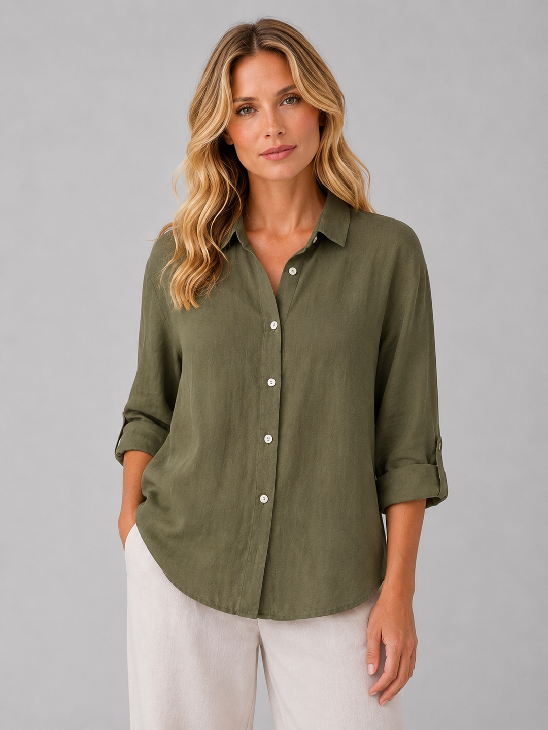 Women’s Button-Front Shirt with Relaxed Fit