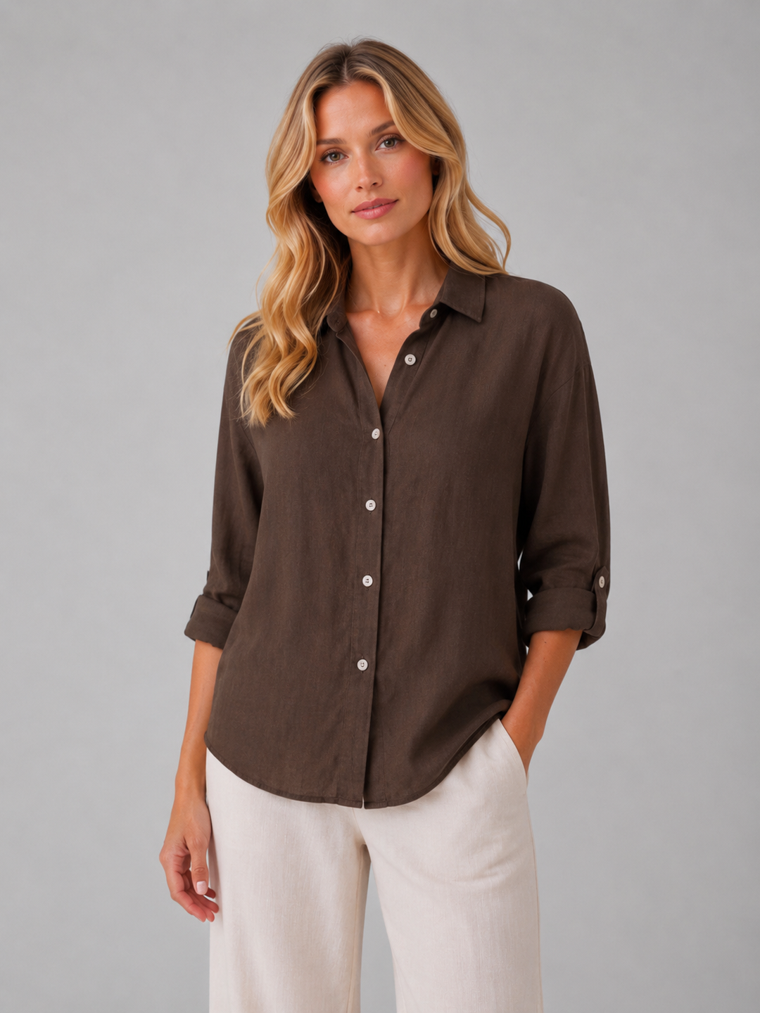 Women’s Button-Front Shirt with Relaxed Fit