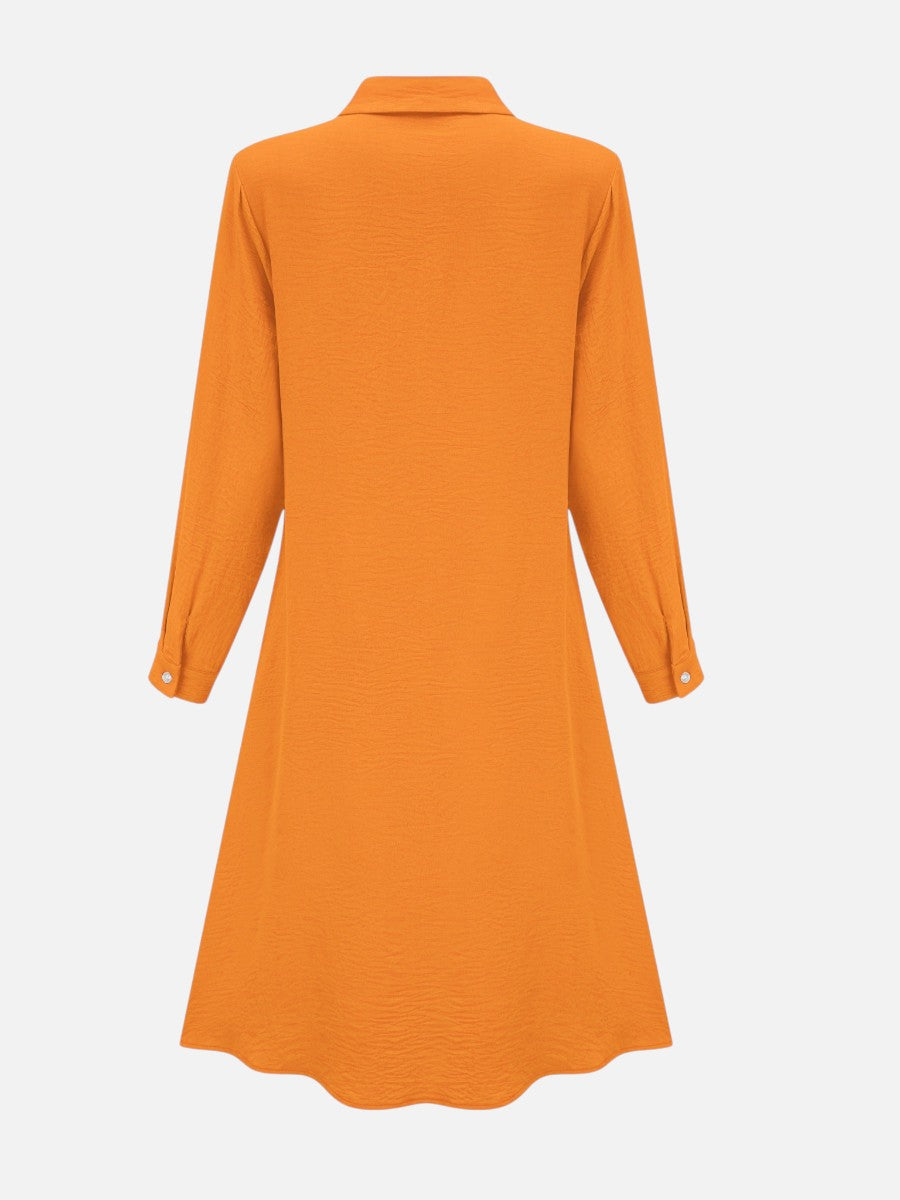 Women’s Button-front Midi Shirt Dress with Relaxed