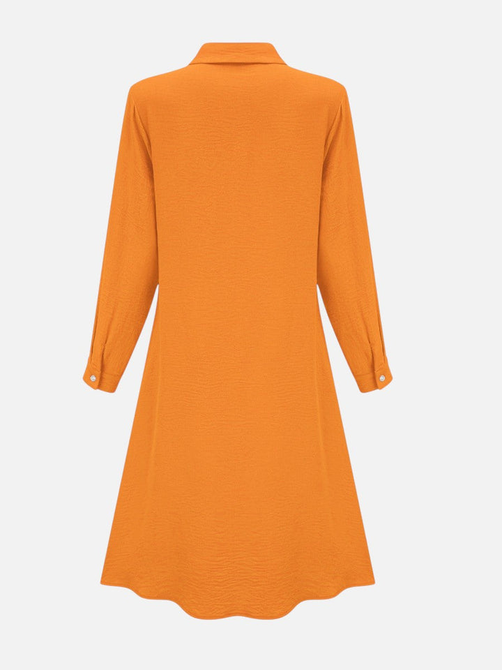 Women’s Button-front Midi Shirt Dress with Relaxed