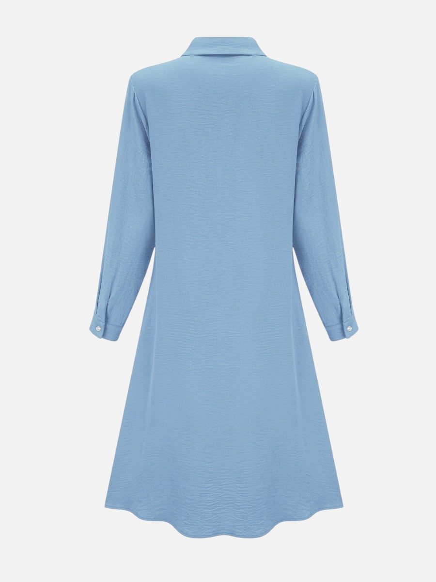 Women’s Button-front Midi Shirt Dress with Relaxed
