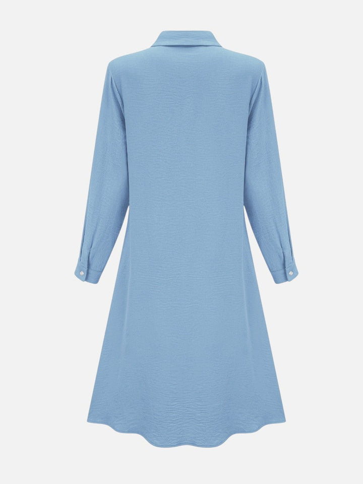 Women’s Button-front Midi Shirt Dress with Relaxed