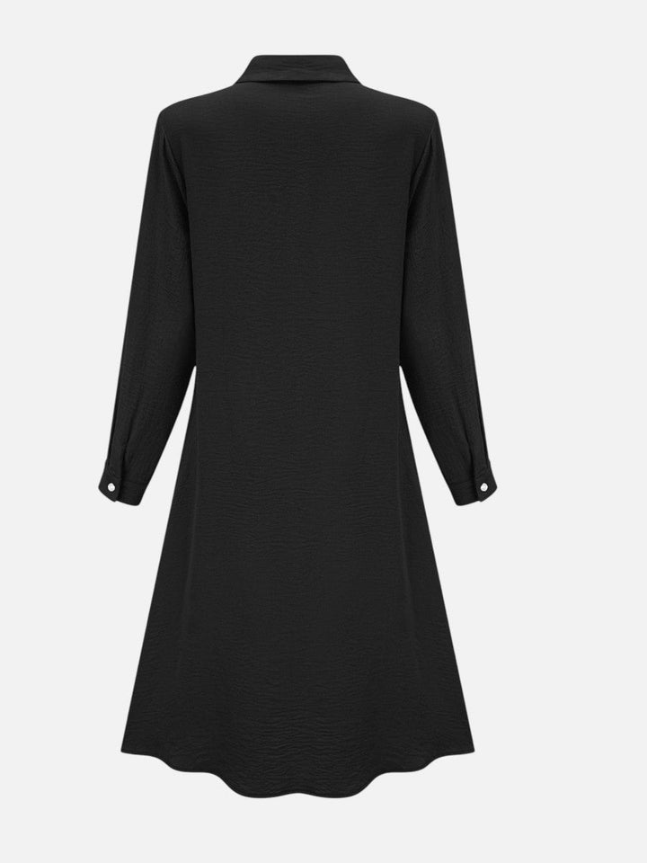 Women’s Button-front Midi Shirt Dress with Relaxed