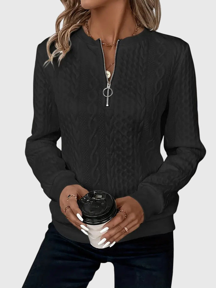 Women's Cable-Knit Jumper with Zip for Seasonal Layering