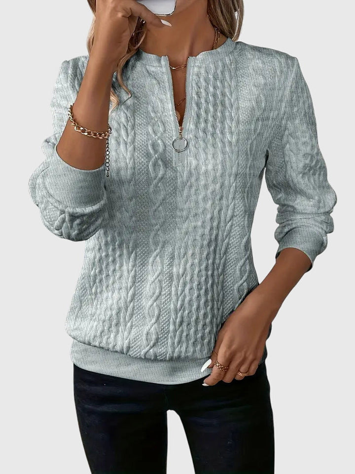 Women's Cable-Knit Jumper with Zip for Seasonal Layering