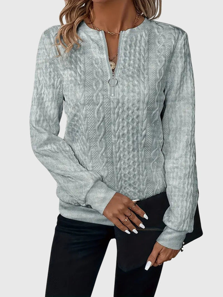 Women's Cable-Knit Jumper with Zip for Seasonal Layering