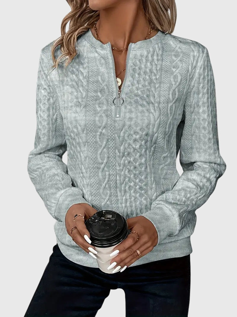 Women's Cable-Knit Jumper with Zip for Seasonal Layering