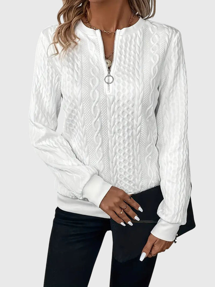 Women's Cable-Knit Jumper with Zip for Seasonal Layering