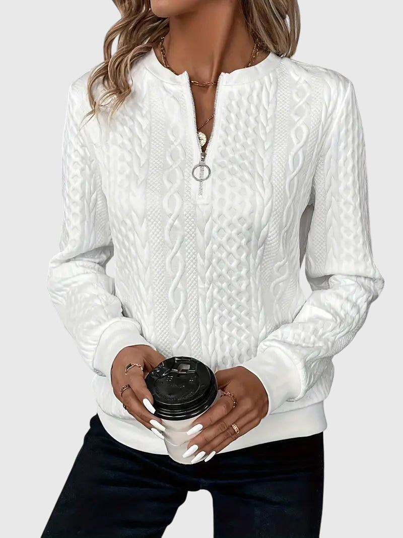 Women's Cable-Knit Jumper with Zip for Seasonal Layering