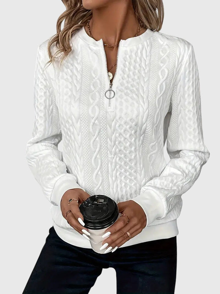 Women's Cable-Knit Jumper with Zip for Seasonal Layering