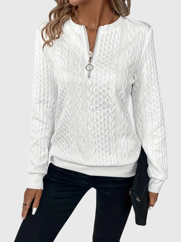 Women's Cable-Knit Jumper with Zip for Seasonal Layering