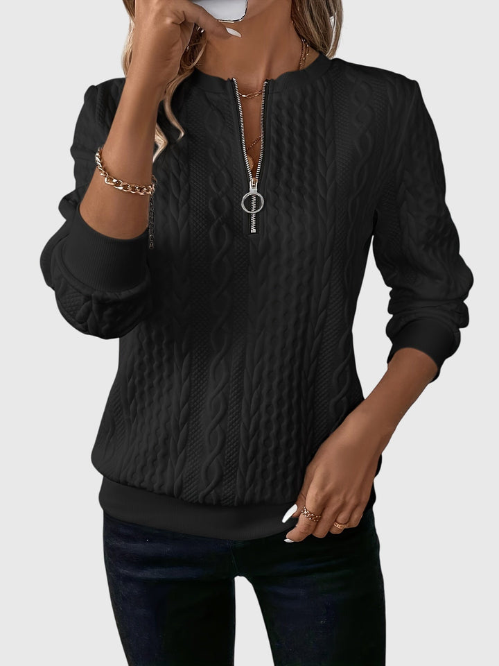 Women's Cable-Knit Jumper with Zip for Seasonal Layering