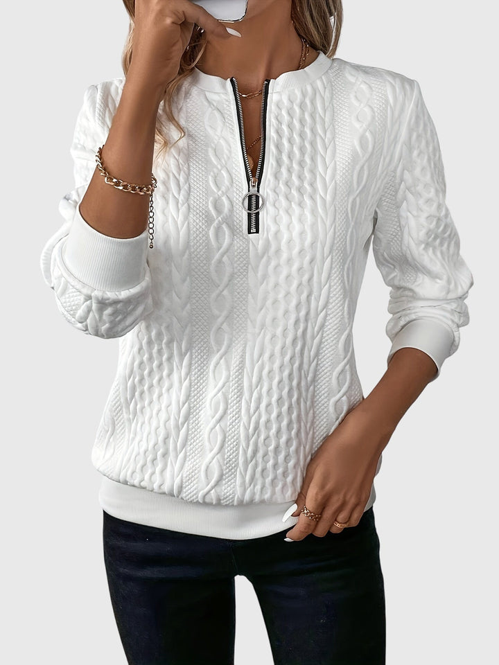 Women's Cable-Knit Jumper with Zip for Seasonal Layering