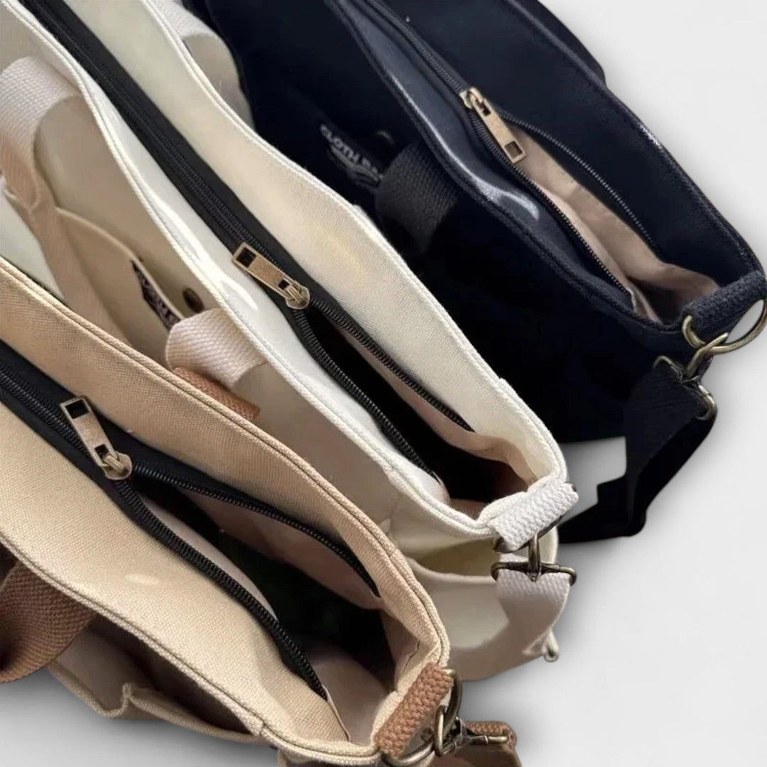 Women's Canvas Tote Bag with Secure Zip for Daily Errands