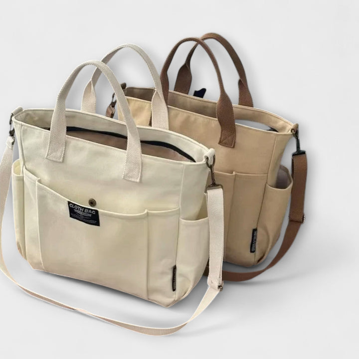 Women's Canvas Tote Bag with Secure Zip for Daily Errands