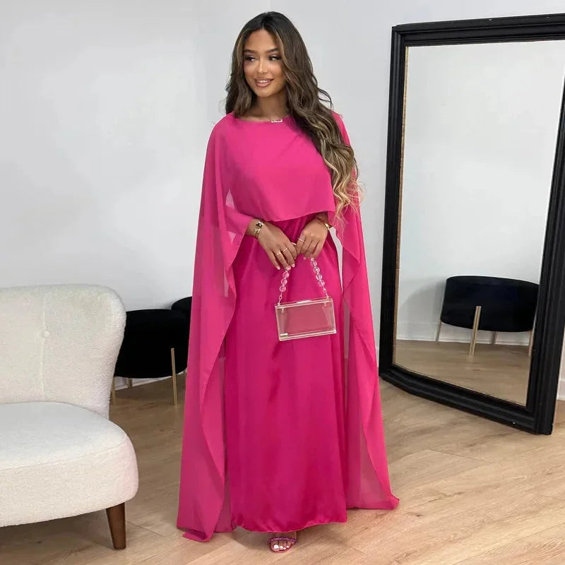 Women's Cape Maxi Dress with Cape Detail for Weddings