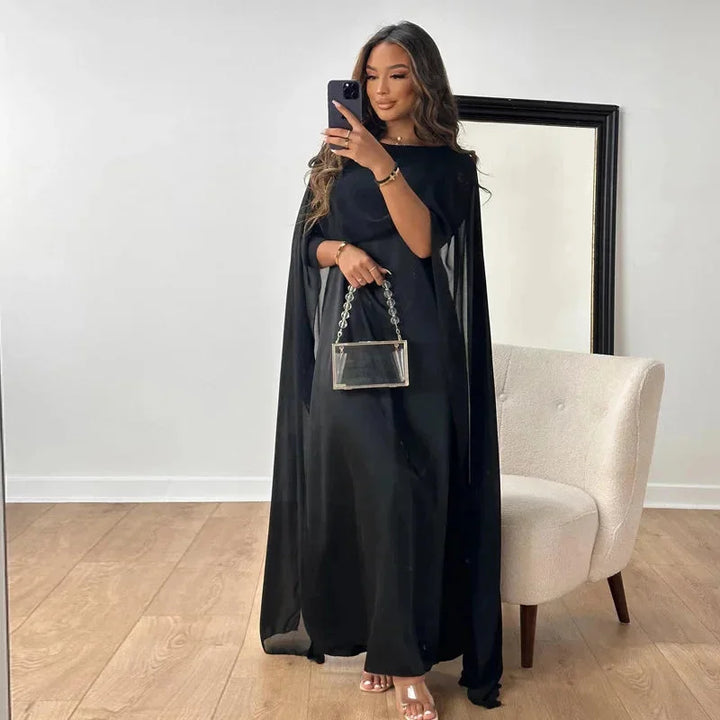 Women's Cape Maxi Dress with Cape Detail for Weddings