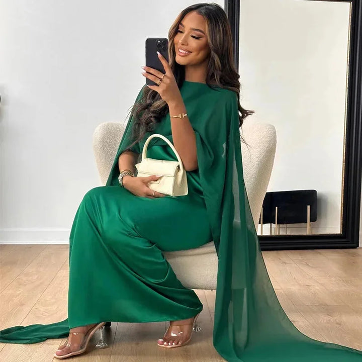 Women's Cape Maxi Dress with Cape Detail for Weddings