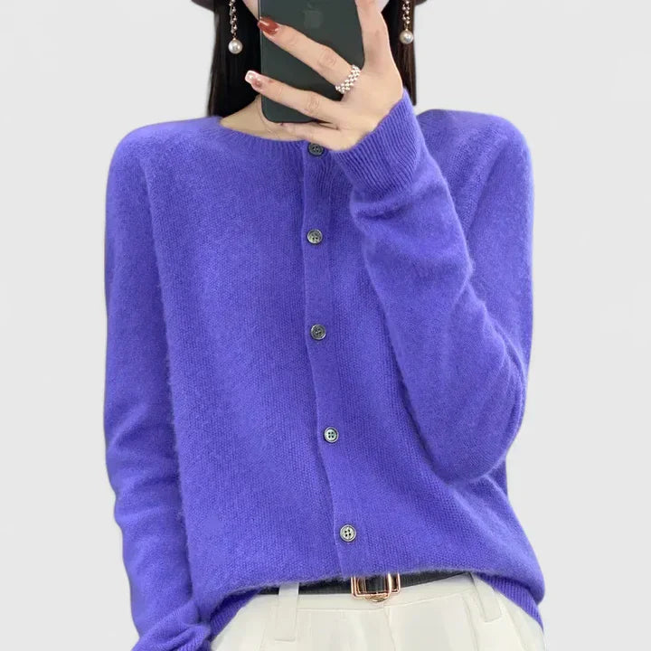 Women's Cardigan with O-neck for Office-Ready Layering