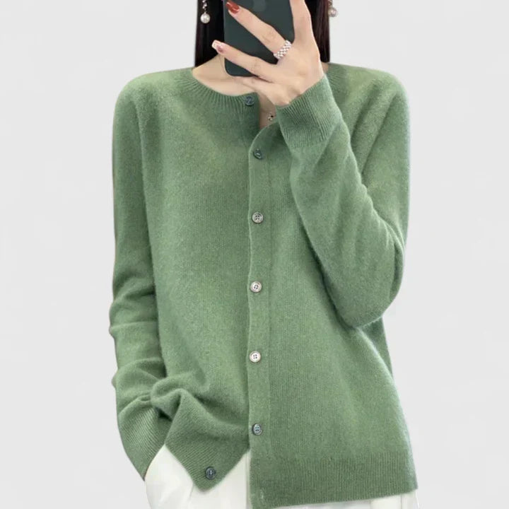 Women's Cardigan with O-neck for Office-Ready Layering