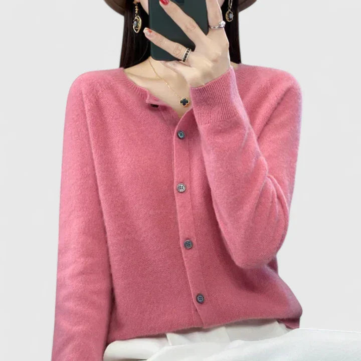 Women's Cardigan with O-neck for Office-Ready Layering