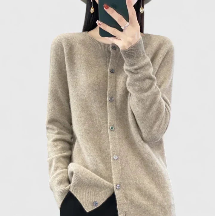 Women's Cardigan with O-neck for Office-Ready Layering
