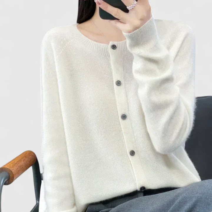 Women's Cardigan with O-neck for Office-Ready Layering