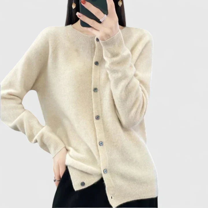 Women's Cardigan with O-neck for Office-Ready Layering