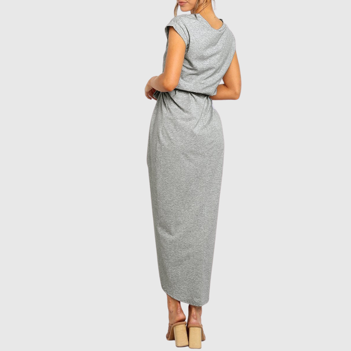Women's Casual Midi Dress with Tie Belt for Casual Outings