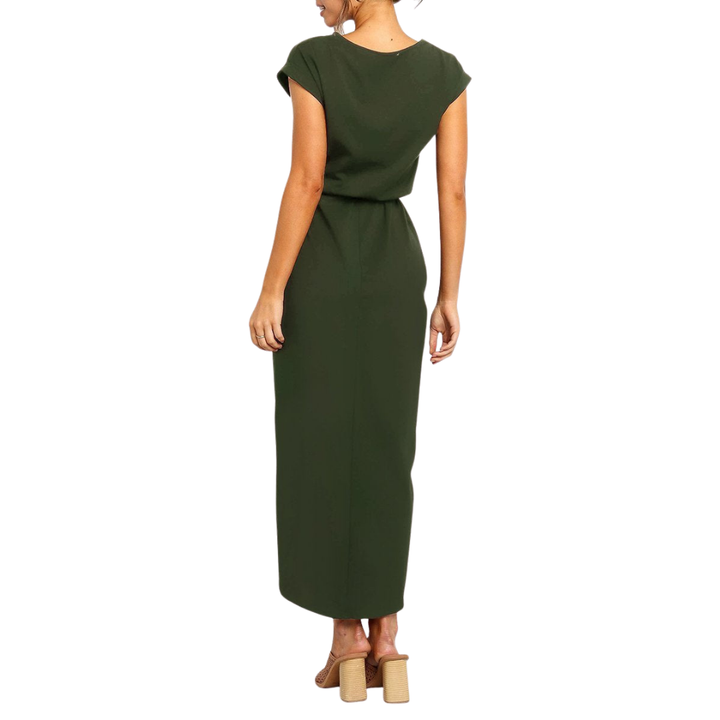 Women's Casual Midi Dress with Tie Belt for Casual Outings