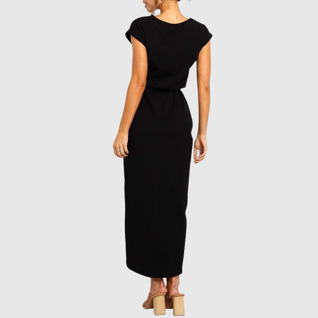 Women's Casual Midi Dress with Tie Belt for Casual Outings