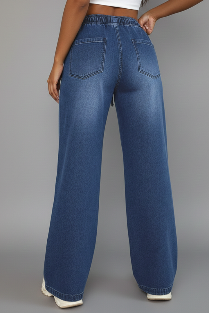 Women's Casual Wide-Leg Trousers with Drawstring Waist