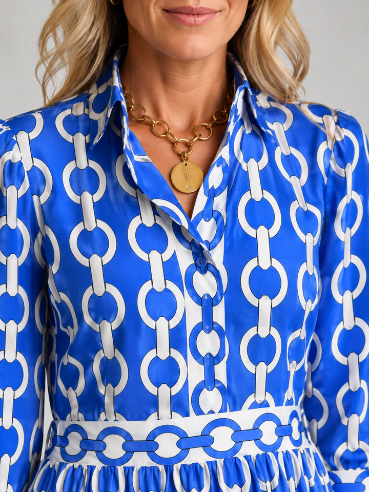 Women’s Chain Print Midi Dress with Flattering