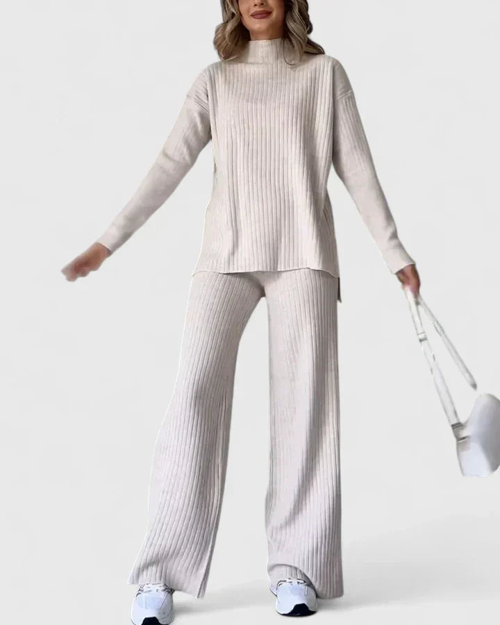 Women's Chic Two-Piece Set with Slit for Casual Outings
