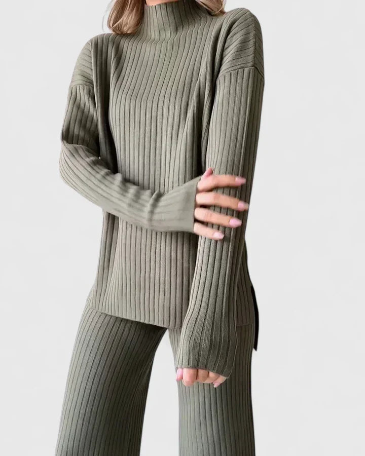 Women's Chic Two-Piece Set with Slit for Casual Outings