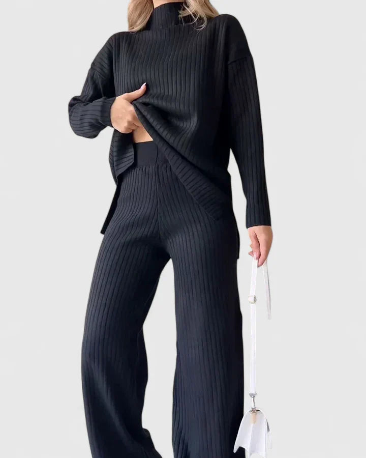 Women's Chic Two-Piece Set with Slit for Casual Outings