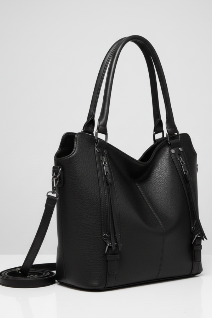 Women's Classic Tote Bag with Dual Handles and Zip Closure
