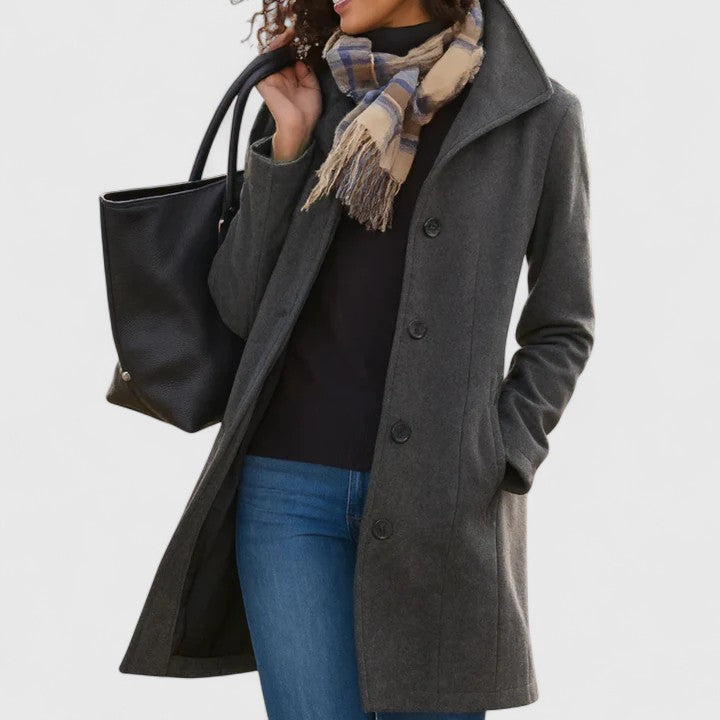 Women's Coat with Classic Buttoned Silhouette for Work