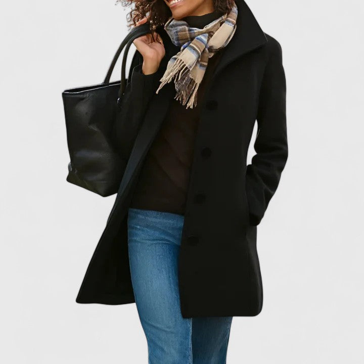 Women's Coat with Classic Buttoned Silhouette for Work