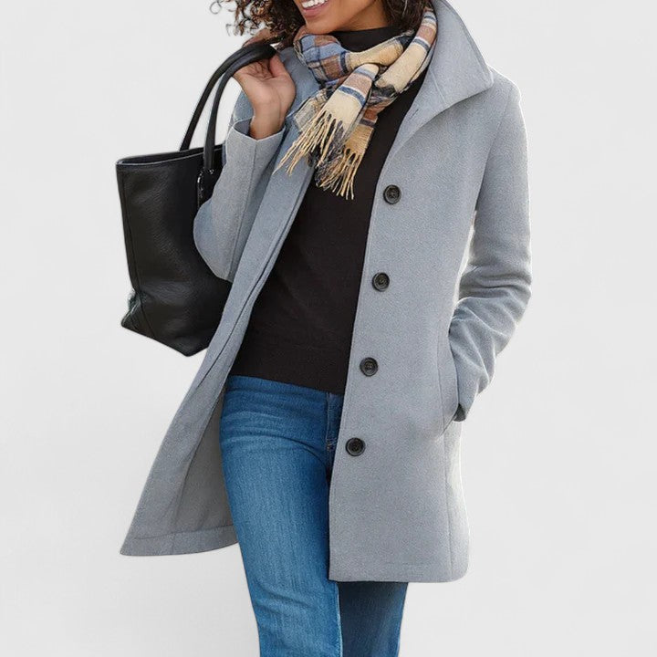Women's Coat with Classic Buttoned Silhouette for Work
